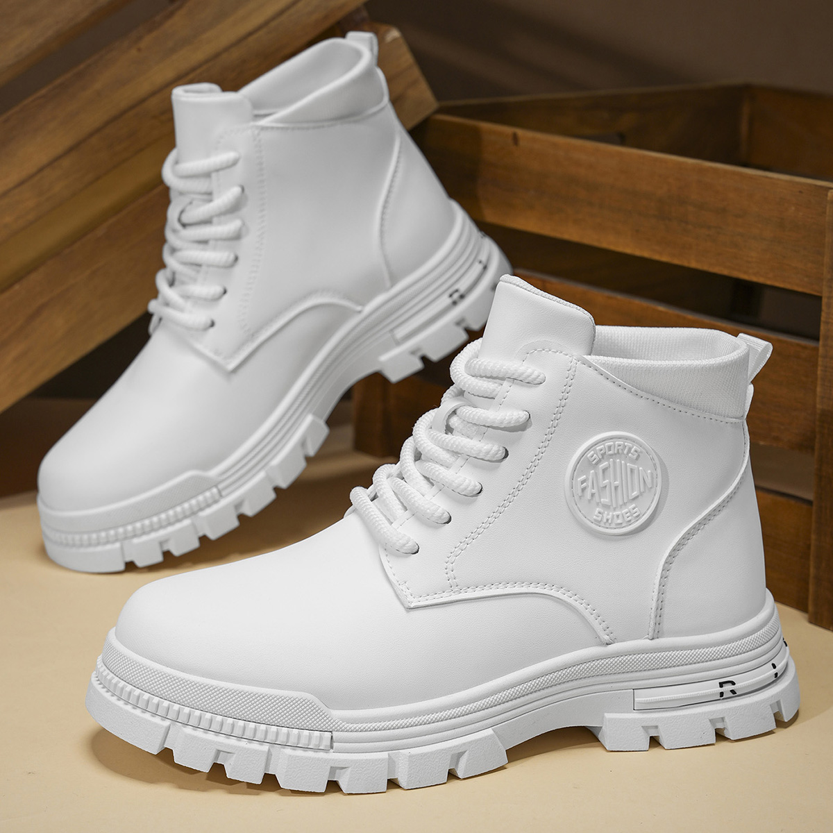 Men Shoes Type - Мужские модные всесезонные белые мотоциклетные ботинки,