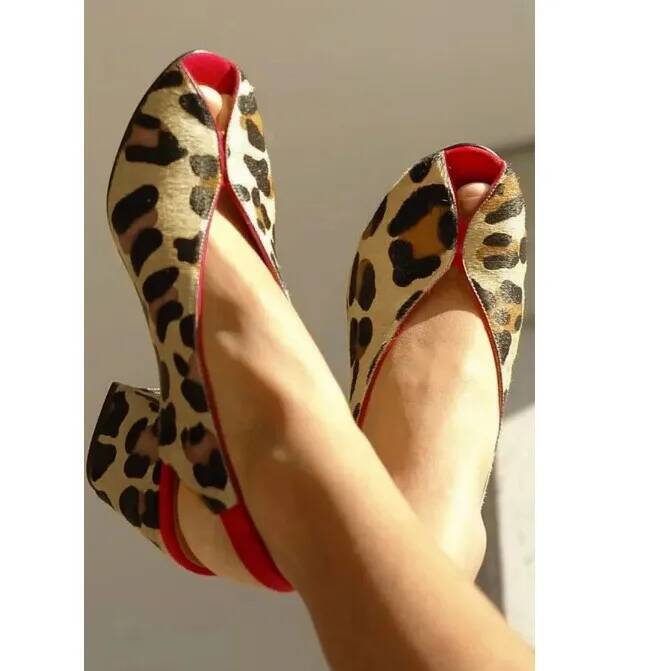 Men Shoes Style - Женские босоножки с леопардовым принтом, на